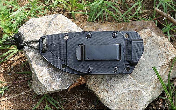 ESEE 4P Survival Knife - Field Tested Fixed Blade Knife with Molded Polymer Sheath &amp Clip Plate Full Tang Plain Edge - Durable Outdoor Camping Blade with Sheath for Survival