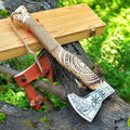 SS SMART &amp SHARP SPORTS INC Custom Handmade High Carbon Steel Viking Axe Real HatchetGift for hIm19 inches SS-17604 with Wooden Box