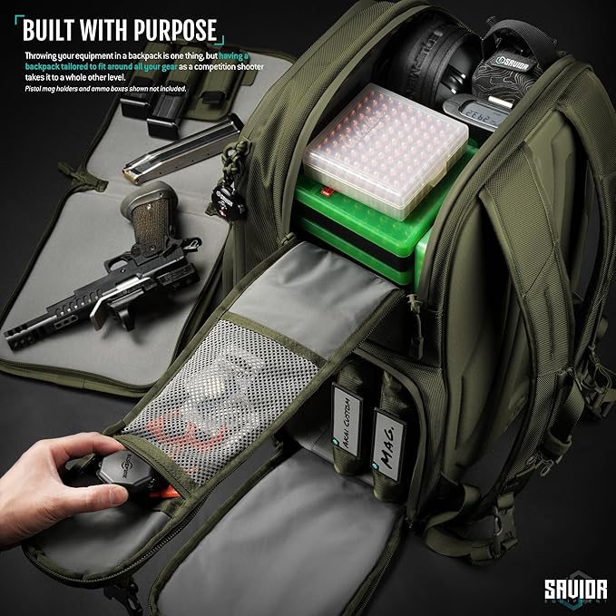 Savior Equipment Pro SEMA Tactical Backpack Competition Shooter 3 Pistol Sleeve