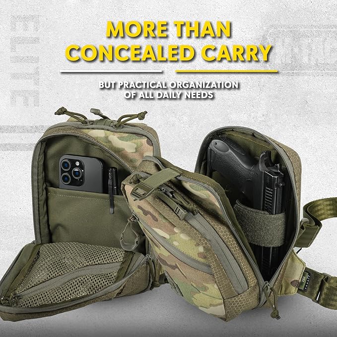 M-Tac Elite Sling Bag - EDC Tactical Crossbody Concealed Carry CCW Chest Pack
