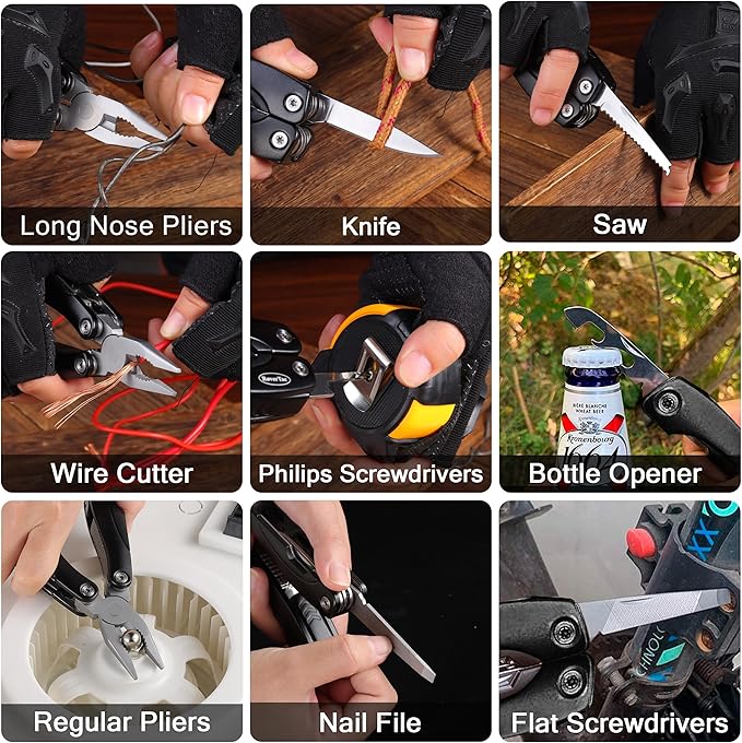 RoverTac Tools Set for Dad Gift - 12-in-1 Multitool Pliers Tactical Knife &amp Flashlight in a Gift Box with BEST DAD EVER - Unique &amp Practical Gift for Father’s Day Birthday Christmas &amp