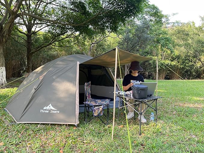 ThreeBears 4-Person Backpacking Tent Shelter 3000mm Waterproof Easy Setup Spacious for Family Outdoor Adventures Hiking and Camping Trips