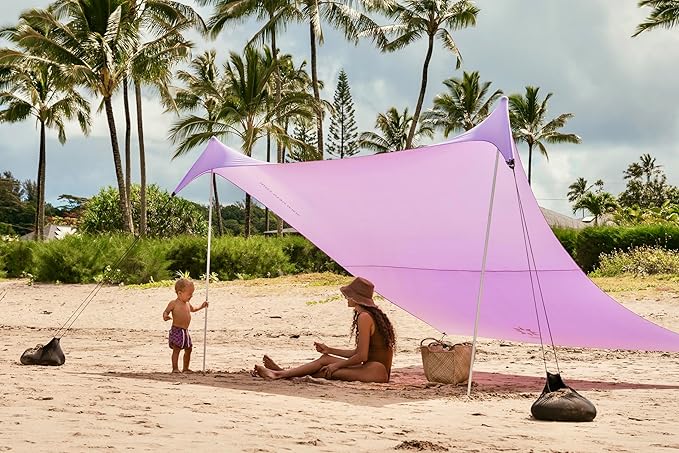 Neso Grande Portable Beach Tent Sun Shelter - Lightweight Beach Shade Canopy - Easy Setup for Family Outings - Patented Reinforced Corners - UPF 50+ Sun Protection