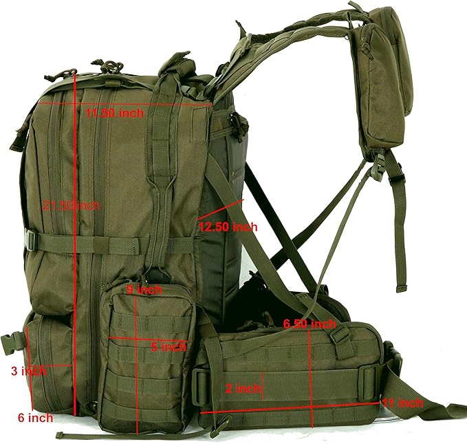 Tactical Assault Pack - Combat Rucksack - 17 Military MOLLE Backpack 27L - Olive Drab