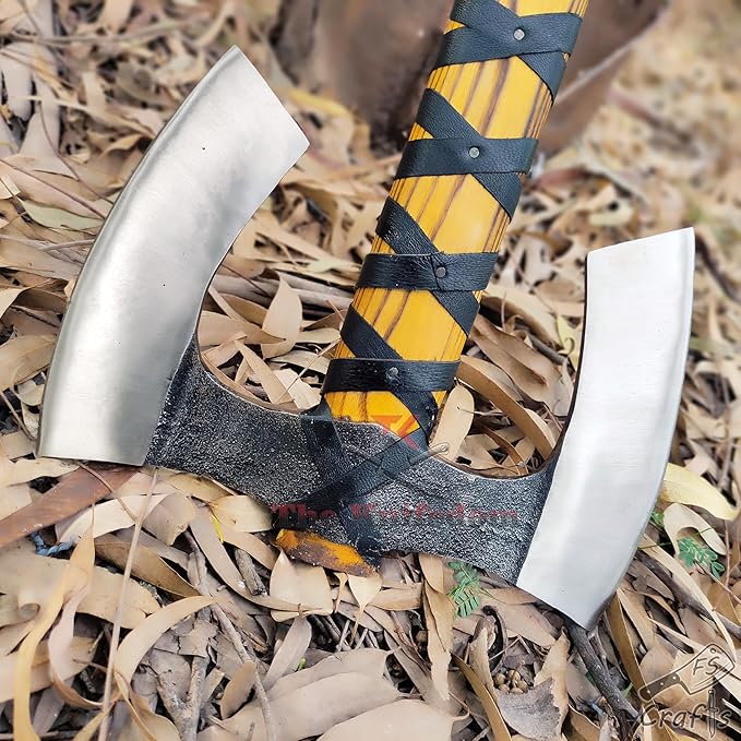 FS Crafts AxeVS003C 34 Double Head Berserker Axe Two Hand Axe Broad Axe Hewing Axe Double Edged Battle Axe Large Norse Axe Double Blade Axe Big Viking Axe Hand Forged Axe Blade Axe