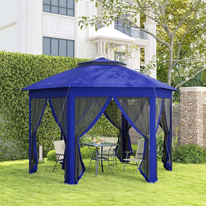 13'x13' Efficient Pop Up Canopy Tent Including 6 Zippered Mesh Screens All-Season Function Sun Protection Guaranteed Durable Build Easy Handling