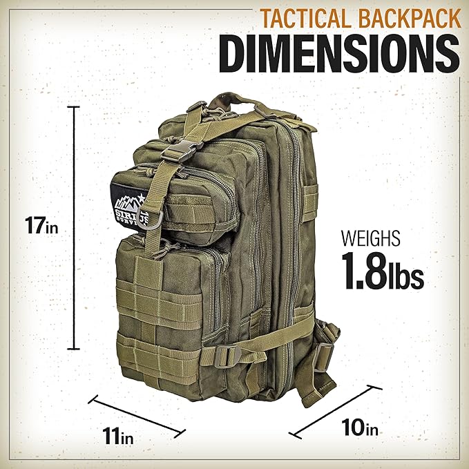 Sirius Tactical Backpack - 30L Capacity - Heavy Duty 900D Polyester - Hunting Hiking or Camping Backpack – Military Backpack (Digital Camo)
