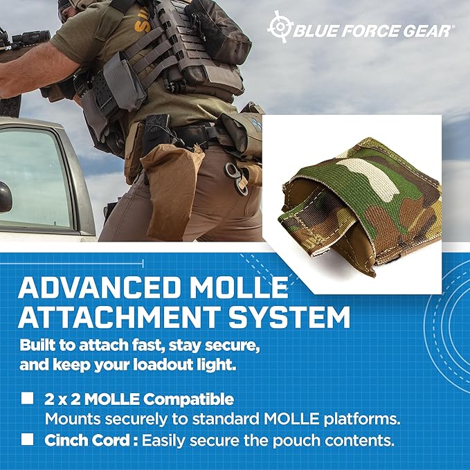 Blue Force Gear MOLLE Dump Pouch - Multipurpose Compact Utility Drop Bag - 3 L x 3 W x 3.5 H