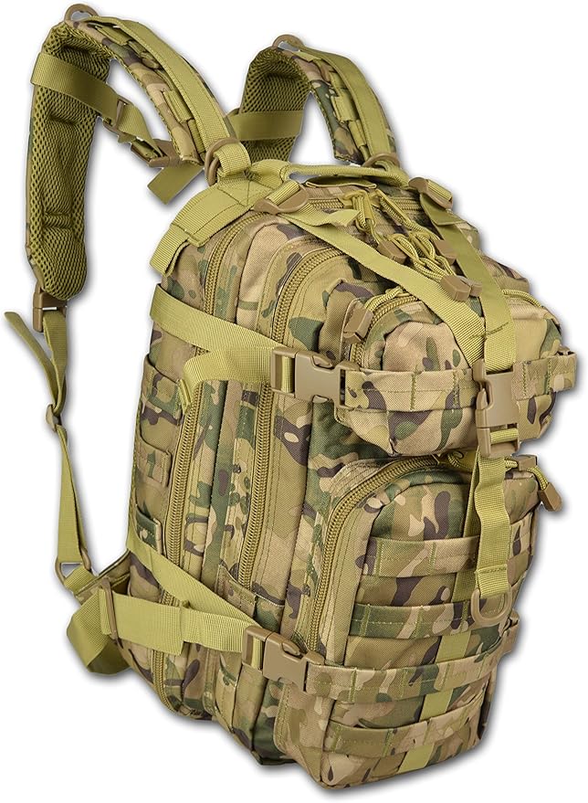 Lightning X TacMed First Responder Medic Backpack | Military Style MOLLE Day Pack + Dividers &amp Pockets for First Aid Supplies (Camo)