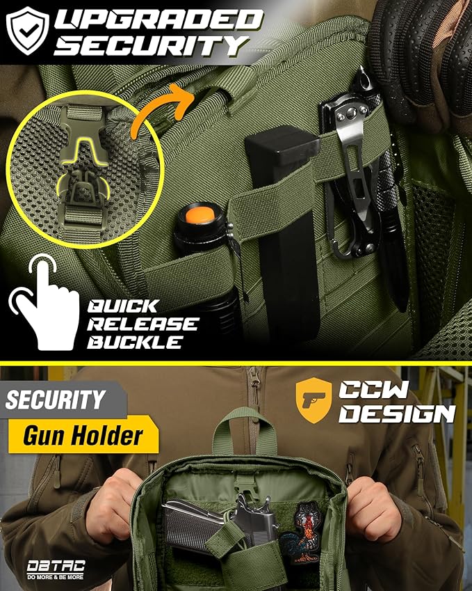 DBTAC Compact 9L Tactical Sling Bag with Removable Elastic Organizer Panel Everyday Carry Shoulder Pack for EDC Tools First Aid Travel Outdoor Sports (Green)