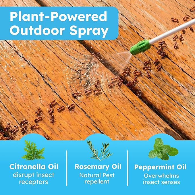 BugMD Pest Defense Pro Peppermint Oil Bug Spray &amp Mosquito Repellent Outdoor Patio - Ant Killer &amp Tick Spray for Yard | Plant Powered Electric Sprayer Wand Kit