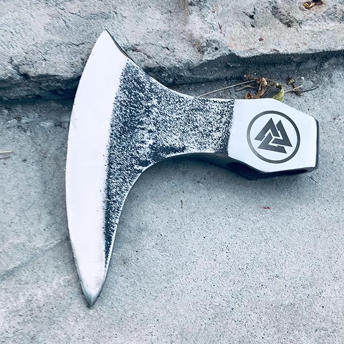 OLDZ CRAFTZ-Viking Bearded Axe - Valknut Viking Axe Head Custom Forged high Carbon Steel hatchets Multi Purpose Adult Size Axe Head viking axe head handmade axe head real