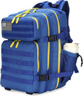 Lovelinks21 25L Tactical Military Backpack Small Travel Rucksack for Men and Women Assault Pack Bug Out Bag Molle Daypack Gym Backpack with Bottle Holder (Blue Yellow)