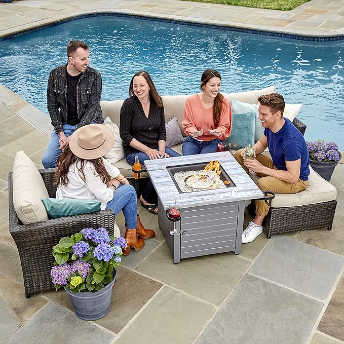 Relax Gray 30” Square Gas Fire Table