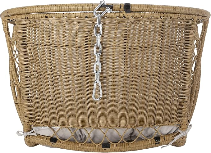 Christopher Knight Home Sidney Outdoor/Indoor Wicker Hanging Chair with 8 Foot Chain (NO Stand) Light Brown and Beige