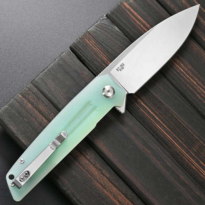 Sitivien ST152 Folding KnifeK110(D2) Steel Blade with G10 Handle EDC Tool Knife for Outdoor CampingHikingFishing(Jade)