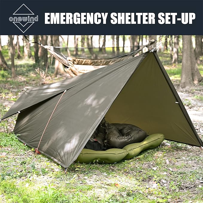Onewind Camping Windbreak Versatile Wind Blocker Light Water Proof Silnylon Camping Windscreen Outdoor Windshield for Winter Hiking Beach Backpacking and Picnic 19.7*55 No Poles Included
