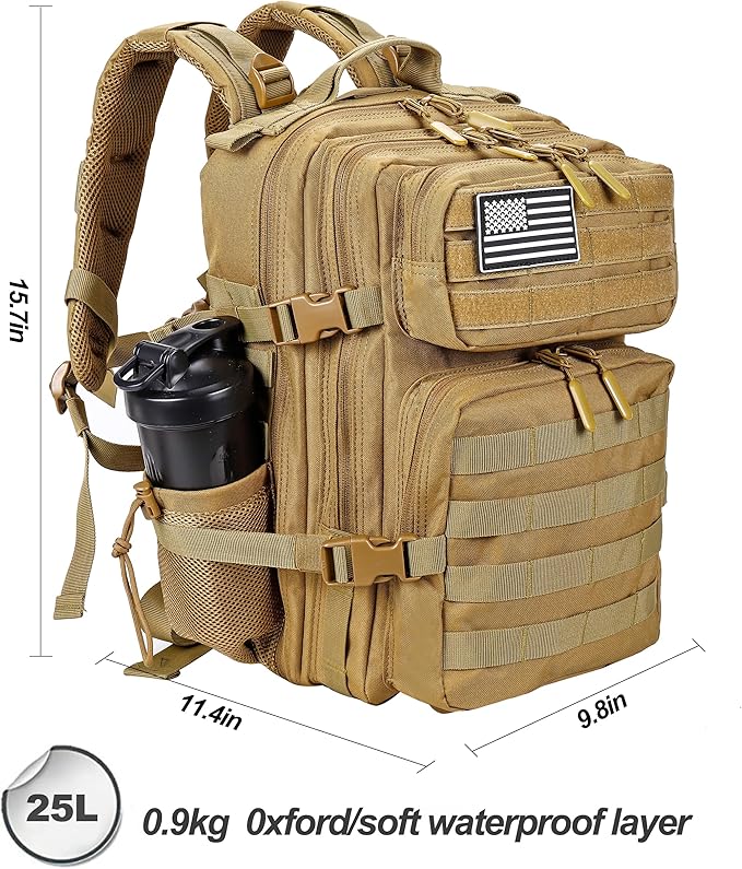 LHI Tactical Military Backpack for Men and Women 25L/35L Army Assault Pack Bag Small Rucksack with Bottle Holder