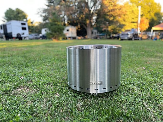 Torch &amp Porch 19.5 Inch Smokeless Stainless Steel Fire Pit with Weather Resistant Carry Bag