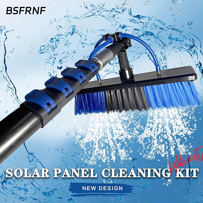 20FT Solar Panel Cleaning Kit with Telescopic Pole &amp Soap Dispenser Water Fed Solar Panel Brush for Home/Roof/Caravan Extendable Window Cleaner Tool for RV Boat Deck &amp Outdoor Use (20FT)