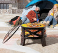 Fire Beauty 26Steel Fire Pit with Grill Grate&ampSpark Screen360° Airflow Boost TechnologyLess SmokeLarger FlamesHeavy-Duty Portable Camping Fire Pit for BackyardBeachRV (22lbs4 HandlesDual-