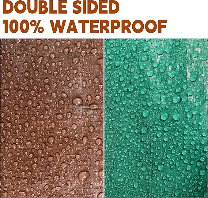 Tarp 5x7(4 Packs) ft 100% Waterproof 7mil Durable Grommets and Reinforced EdgesUv ResistantGreen/Brown TarpEmergency Rain ShelterOutdoor Cover and Camping Use -by MVPNET