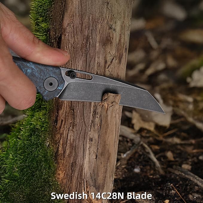 Folding Pocket Knife 3.1 Stonewash Blade EDC Knife with Safety Liner Lock Small Pocket Knife with Clip for Men Sharp Camping Hiking Hunting Survival Knives