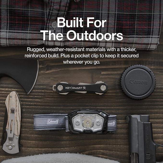 KeySmart Rugged - Multitool Key Holder for Keychain w/Bottle Opener and Pocket Clip Organizer for Keys EDC Keychains Ring for Car Fobs Key Chains Expandable (Up to 14 Keys Black)