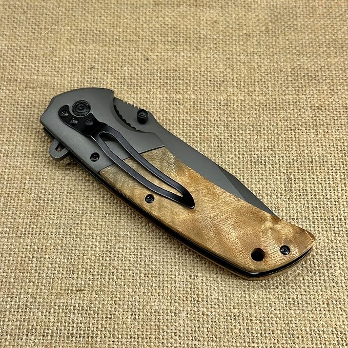 Personalized Pocket Knife Spring Assisted Wood Handle Folding Knife Gentlemen's Pocket Knife Knives fo Men Gift For Fathers Day