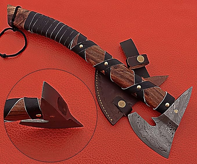 Smart &amp Sharp Hand Forge Custom Made Hatchet Axe Hand Made Damascus Steel Blade/Best Gift/Gift for him SS-17346(Rose Wood) (Rose Wood)