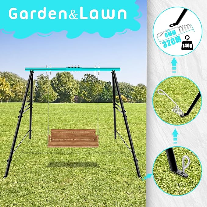 Swing Stand Frame Swing Sets for Backyard Hammock Chair Stand Only Max Load 550Lbs for Patio Playground Park(Swing not Included)