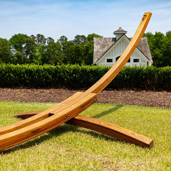 Hatteras Hammocks Canyon Brown 4-Ply Cypress Roman Arc 15 ft. Hammock Stand Southern Cypress Wood Rust Resistant Hardware Handcrafted in The Carolinas 450 Pound Weight Capacity