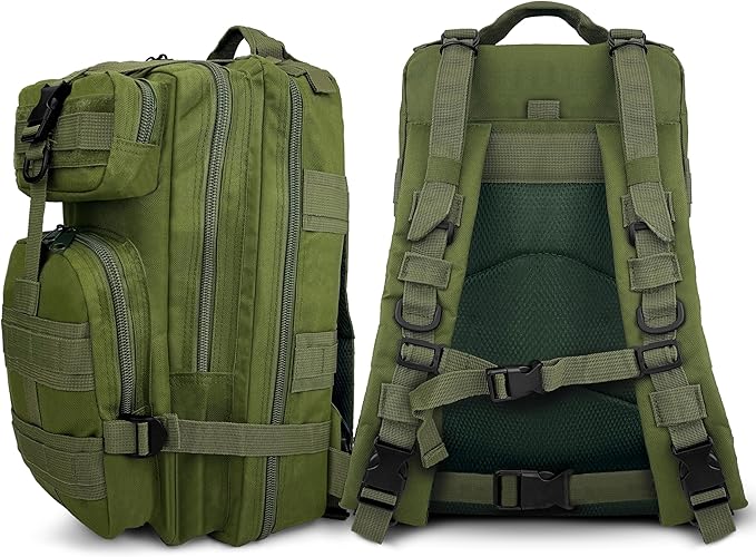 ASA TECHMED Large Tactical Backpack - IFAK Military-Grade Assault Pack Everyday Carry Use Military Backpacks Tactical (Green)