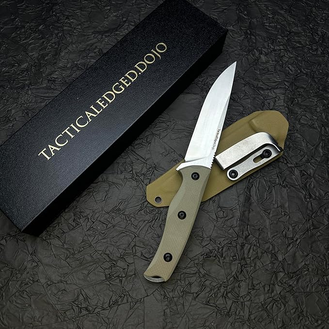LU EDC Compact Outdoor Utility Knife with G10 Handle and Kydex Sheath Fixed Blade Everyday Carry Tool for Camping and Daily Tasks（Sand Color）