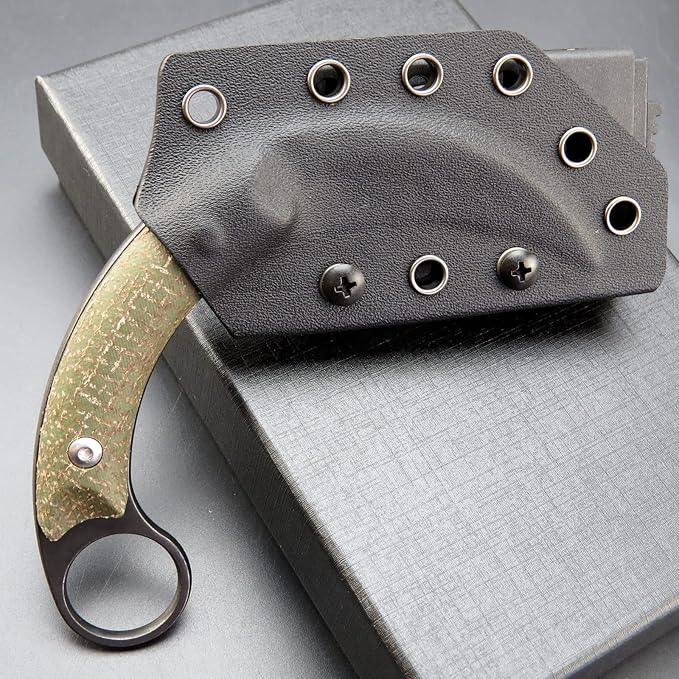 C16901 Fixed Blade Knives D2 Steel Micarta Handle Outdoor Survival Claw KnifeCamping EDC Tools Kydex Sheaths(Green)