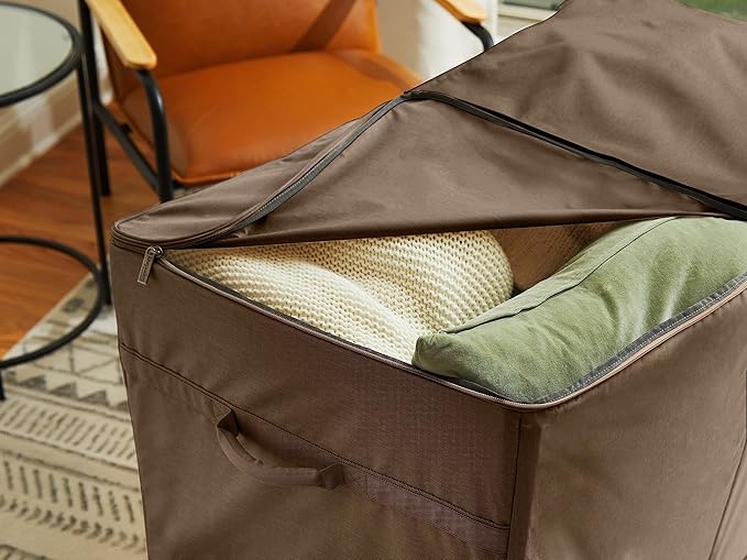 Covermates Keepsakes Rolling Structured Storage Bag Heavy Duty 600D Polyester Wheels for Easy Transport ID Window Dual Zipper Closure Closet Garage Storage Brown Heather