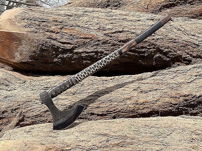 Glorius Crafts I Two Handed Berserker Axe Hand Forged Steel Axe Norse Battle Axe Scandinavian Style Viking AxeViking Bearded TacticalFunctional Viking Battle Bushcraft Axe History of Viking