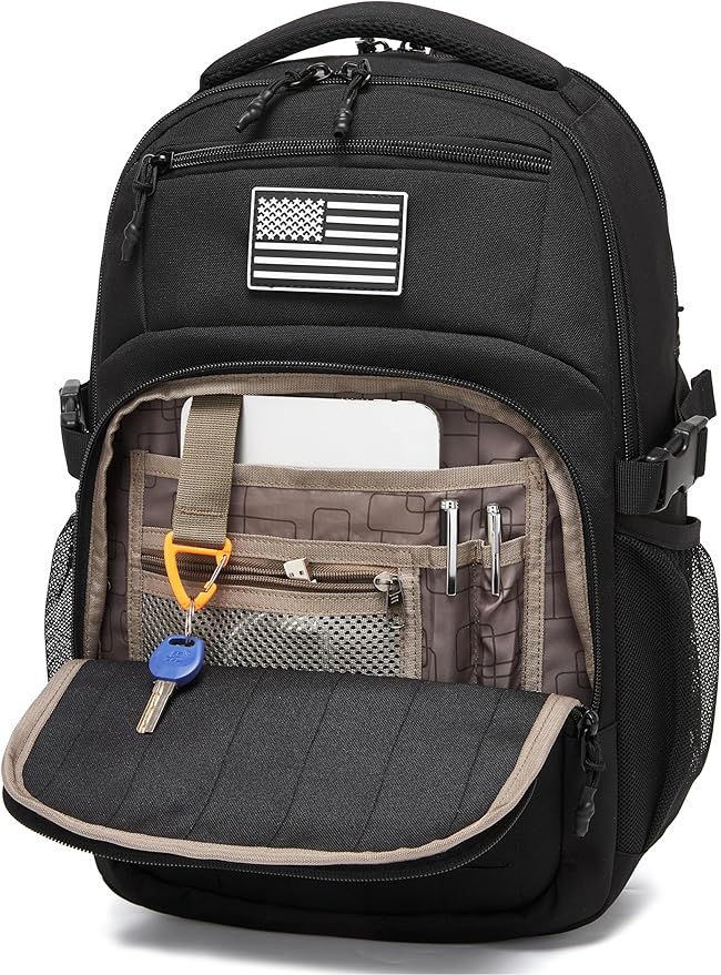 Wotony Military tactical backpack Laser-Cut MOLLE Webbing backpack for men black small tactical assault bag (Black 20 inch)