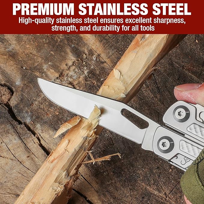 ARROW 20-In-1 Multi Tool Pliers Stainless Steel EDC Multitool with Pocket Knife Sheath and Pocket Clip Safety Locks Multi-Use Tool for Outdoor Camping Hiking