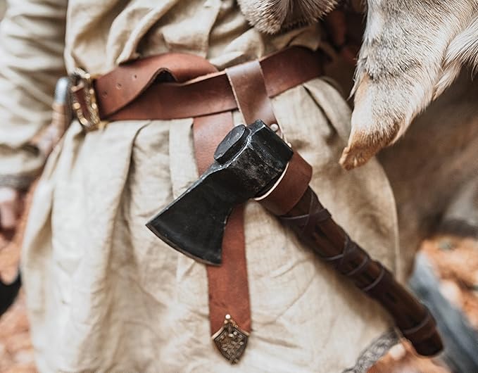 Throwing Axe Set (2) - Norse Tradesman 14 Viking Throwing Axe Set - Two Fully Sharpened Norse Hand-Axes - Carbon Steel Axe Heads with Premium Leather Cross-Stitch