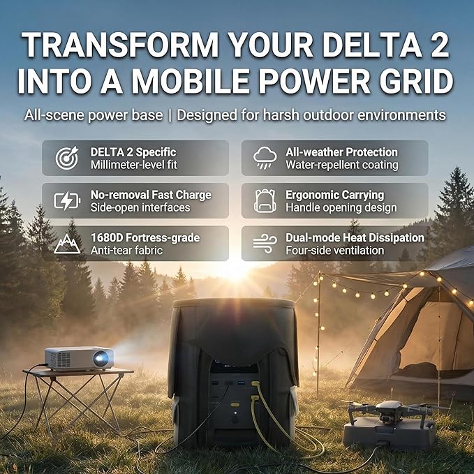 Protective Storage Bag Designed for ECOFLOW DELTA Waterproof and Heavyduty with Portable Opennings for Outside Organizer for Camping for Delta 2 &amp Extra Battery
