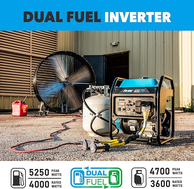 Pulsar PGX5250BiXCO 5250W Dual Fuel Inverter Generator – Gas &amp Propane CO Sentry RV Ready 30A Outlet Digital Display Portable Quiet Power for Home Backup Camping &amp Jobsite