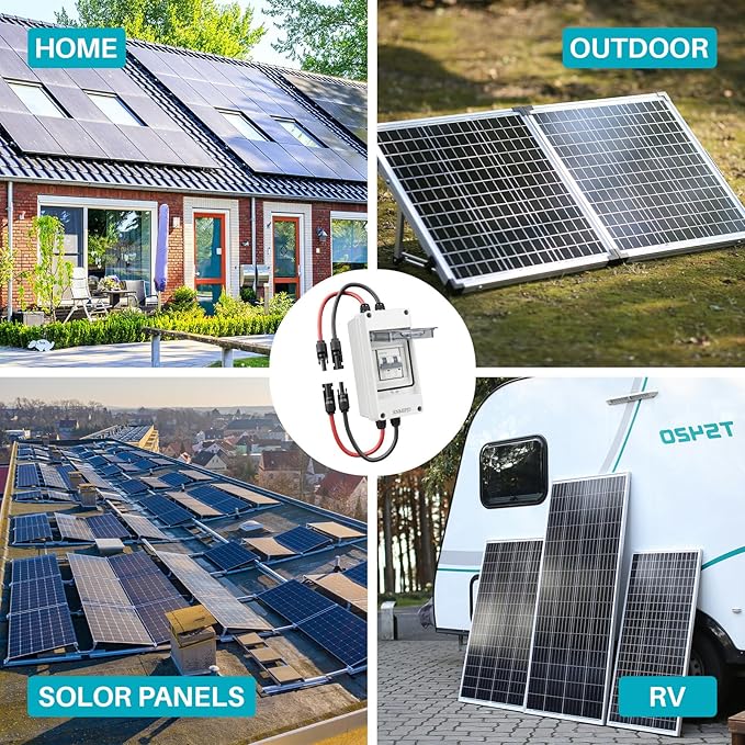 Solar Panel Disconnect Switch 10A 2P 400V DC/AC Breaker Disconnect Box Outdoor Breaker Box Suitable for photovoltaic and Wind Energy Home Battery Systems (40 Amps)