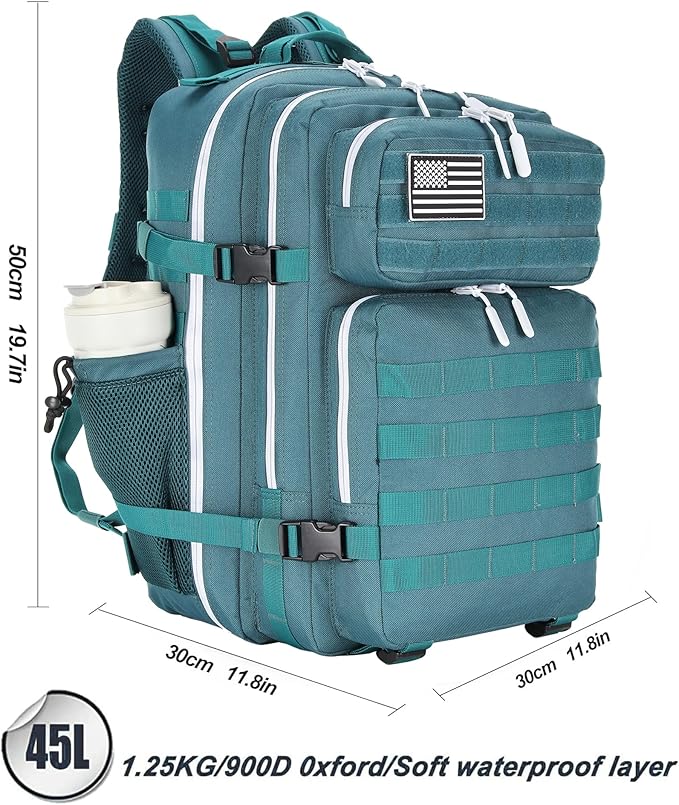 Lovelinks21 45L Tactical Assault Backpack 3 day assault pack with Molle Waterproof backpack Rucksack for Tactical Backpacks (Blackish Green)