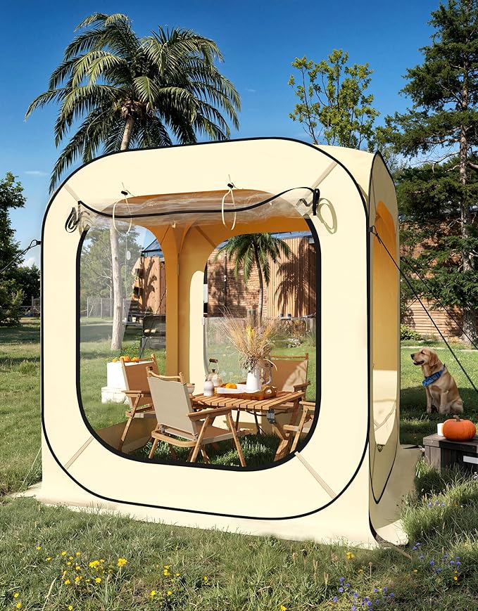 6x6 ft Pop Up Sports Tent Camping Sun Shelter Coldproof &amp Windproof Screen House Tent Pop-UpInstant Shelter for Patio Deck Outdoor