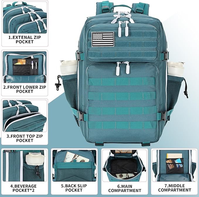 Lovelinks21 45L Tactical Assault Backpack 3 day assault pack with Molle Waterproof backpack Rucksack for Tactical Backpacks (Blackish Green)