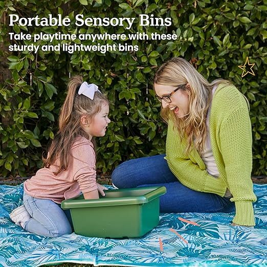ECR4Kids Square Bin with Lid Storage Containers Hunter Green 2-Pack