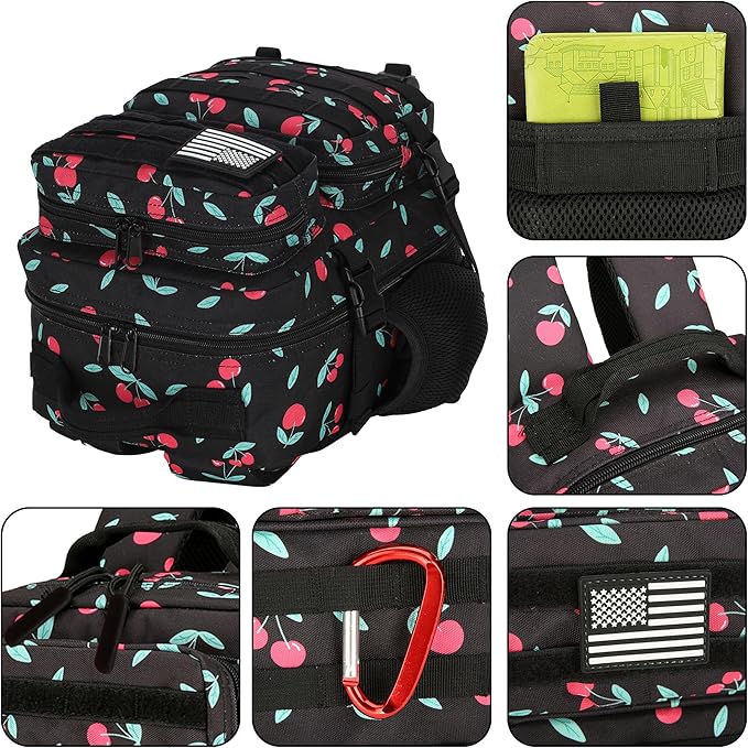 9L Mini Tactical Backpack for Men and Women Tactical Backpack Small for Hiking Small Tactical Bag (Cherry Black)