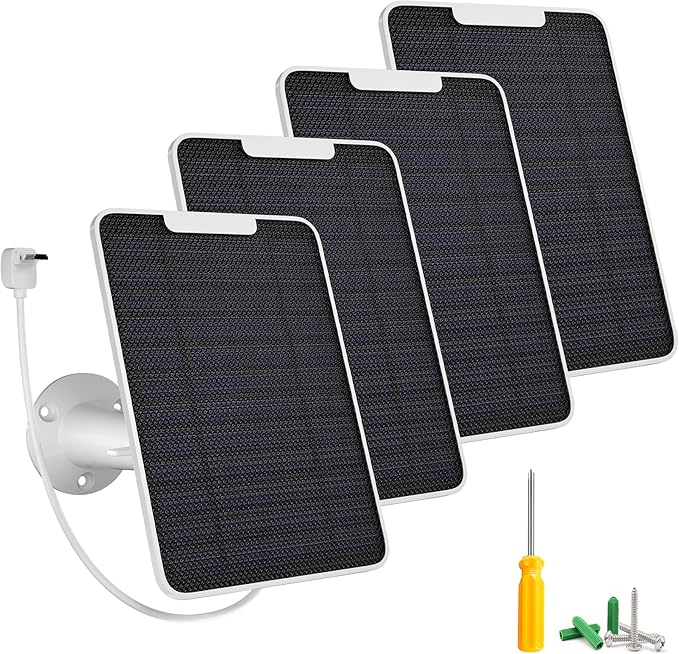 5W Arlo Solar Panel Charger Compatible with Arlo Essential Spotlight/XL Spotlight Camera Arlo Essential Solar Panel Charger w/ 10ft Waterproof Micro USB Charging Cable Adjustable Wall Mount 4 Pack