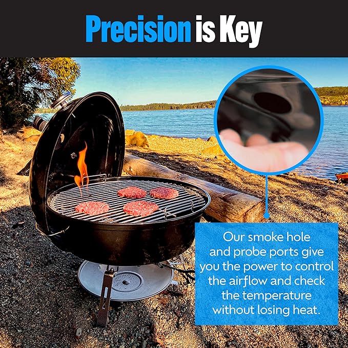 SnS Grills Slow ‘N Sear Travel Kettle 2-Zone Cook Charcoal Basket and Easy Spin 18” Grate - Portable Charcoal Grill for BBQ Cooking - Travel Kettle 18”